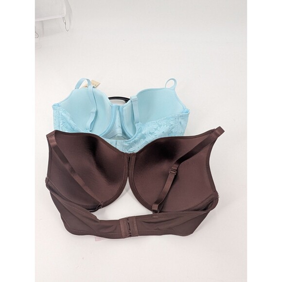 No Boundaries Padded T-Shirt Bra Bundle of 2 Blue Brown Underwire 36DD - Picture 6 of 6